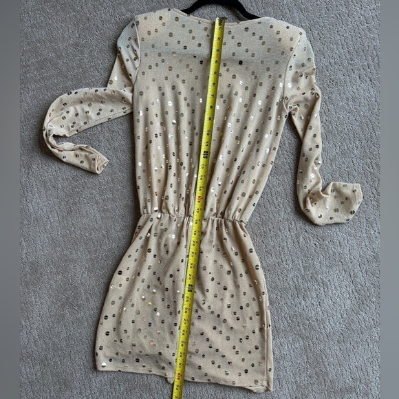 Flounce London Sequin Mini Dress Gold/Nude Women's Size 2 - Picture 12 of 12